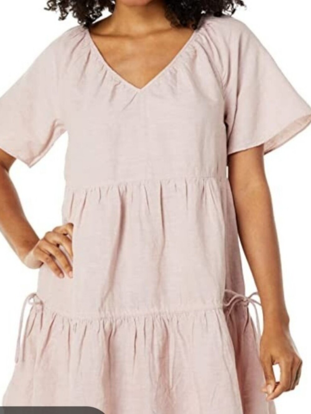 Light Pink Tiered V-Neck Babydoll Dress - Madewell